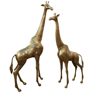 Outdoor decor life size bronze brass giraffe statue for sale