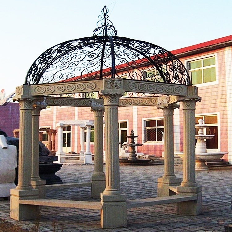 Outdoor garden decoration cheap white marble stone gazebo