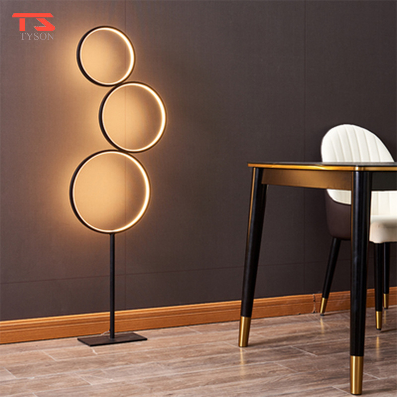 Modern Standing Brightness Diverse Rings Led Lighting Wrought Iron Column Floor Lamp