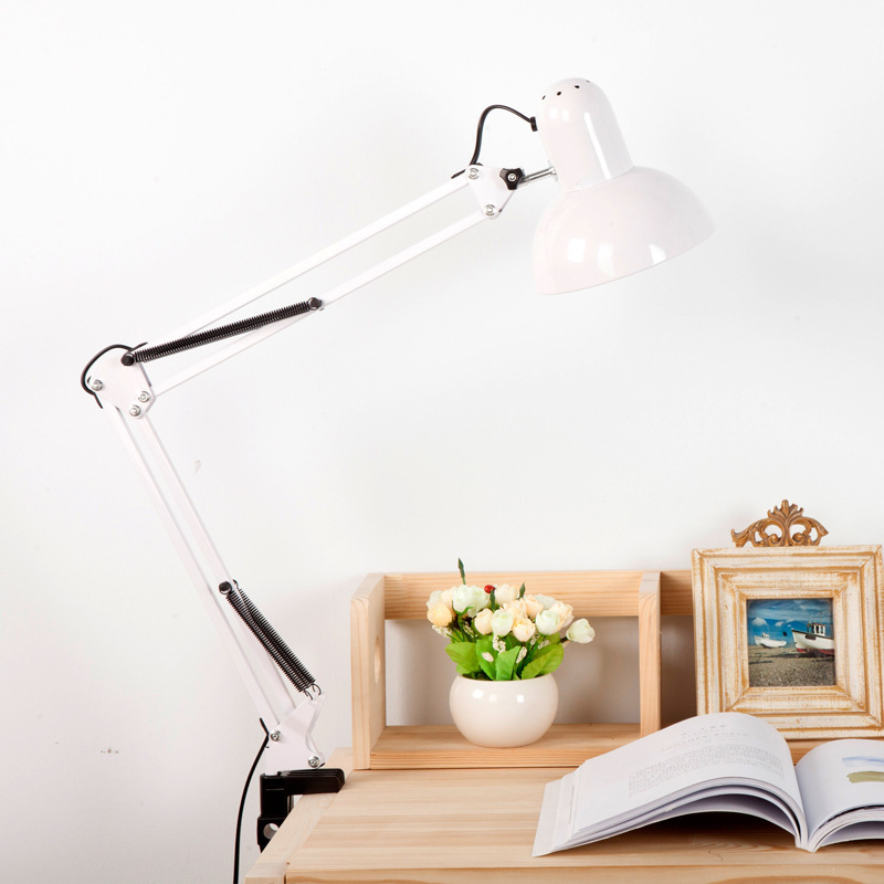 Office Studio Home Table Desk Light US Plug E27 Led Bulb Lamps Flexible Swing Arm Clamp Mount Table Lamp