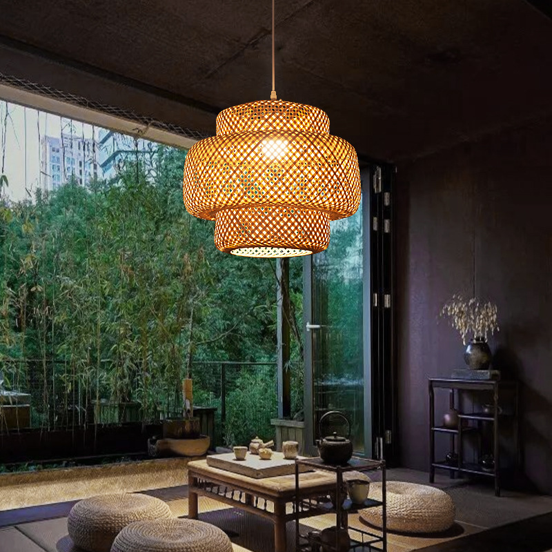 Rattan Global Lamp Shade Light Shade Ceiling Pendant Handwoven Rattan Pendant Light Vintage Kitchen Rattan Pendant Lamp