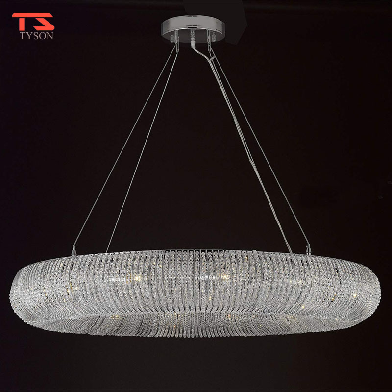 Modern Large And luxury Round Ring Pendant Light K9 Chain Crystal Chandelier For Hotel Decorative