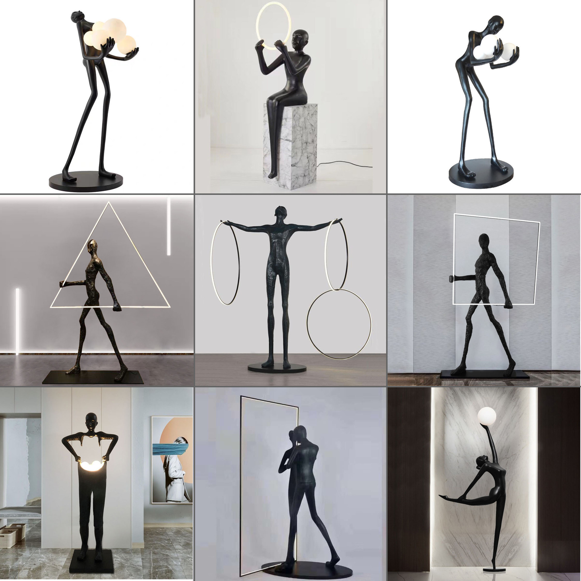 Hotel Living Room Designer Modern Minimalist Art Decoration Standing Led Floor Lamp Corner Resin Sculpture Floor Light