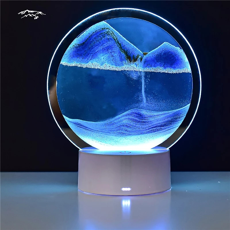 Hot -selling Creative Glass Flow Sand Ornaments Quicksand Lamp USB Night Light For Bedroom