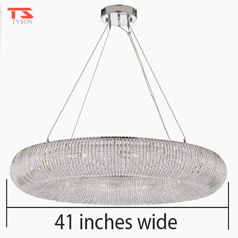 Modern Large And luxury Round Ring Pendant Light K9 Chain Crystal Chandelier For Hotel Decorative