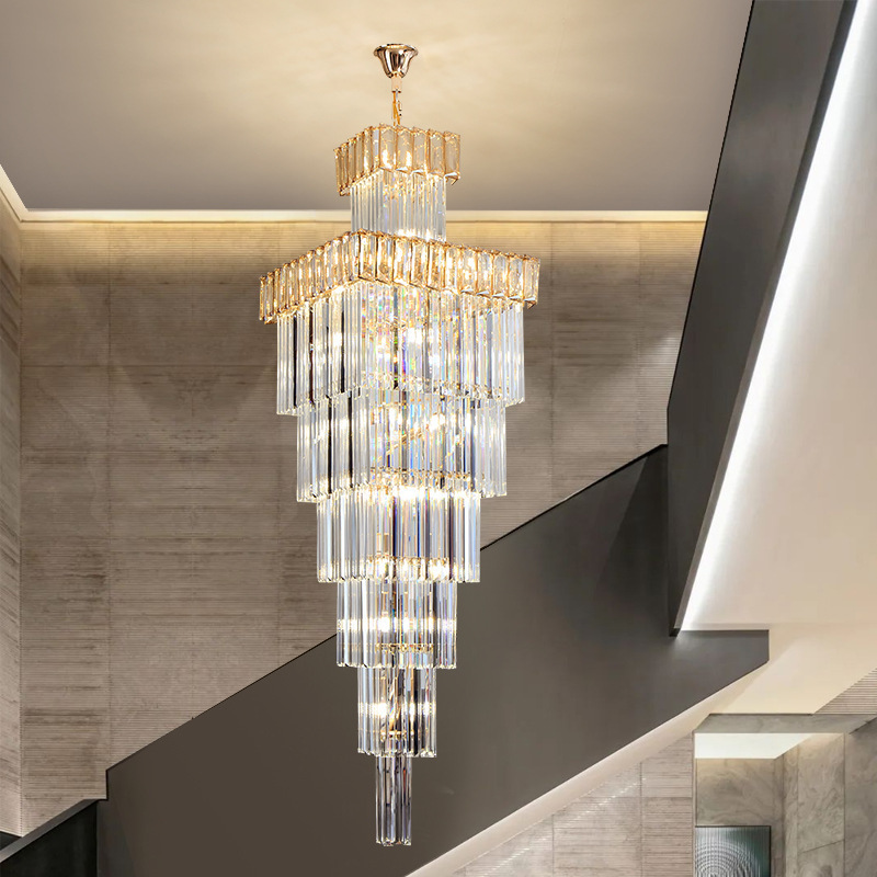 Pendant Light And Chandelier Modern Stainless Steel Chrome Crystal  Luxury Nordic Hotel Lobby Crystal Chandelier