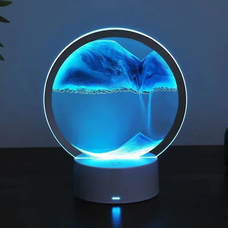 Hot -selling Creative Glass Flow Sand Ornaments Quicksand Lamp USB Night Light For Bedroom