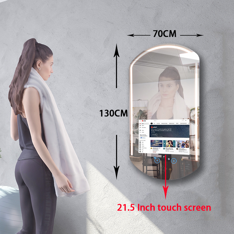 Customized Designs Android 11 TV Magic Mirror Wall Mounted Smart Led Light Mirror For Barber Shop Beauty Hair Salon Mirrors