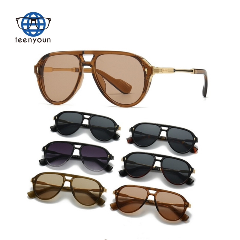 Teenyoun 2024 Personality Sun Men Shades Male Sunglasses Gradient Smoke Lens Female Luxury Unisex Oversized Shade