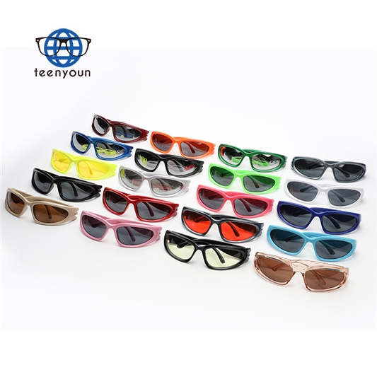 Teenyoun Unisex Women Men Fashion Custom Logo Small CE Sport Cycling Green Shield Y2K 2023 Sun Glasses Sunglasses