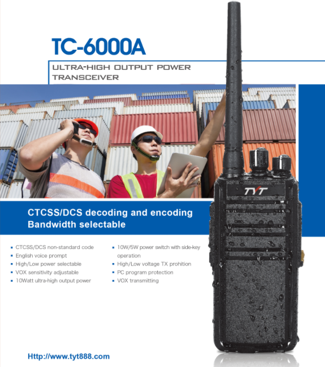 TYT TC-6000A   10W Power IP67 Waterproof 100 Mile Walkie Talkie Woik Toik 10w long range handheld walkie talkie