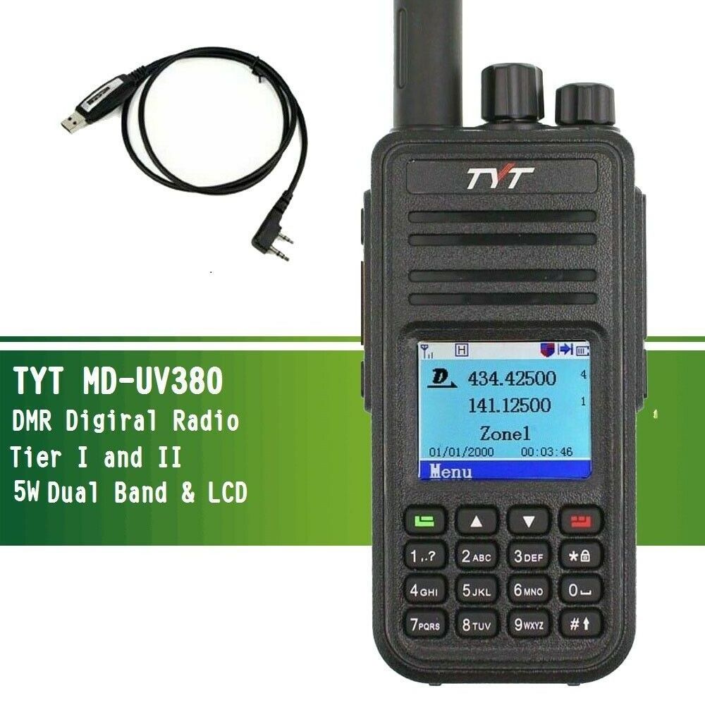 New TYT MD-UV380  DMR Digital Mobile Radio Dual Band UHF VHF  AT-878 2 Way Radio walkie talkie