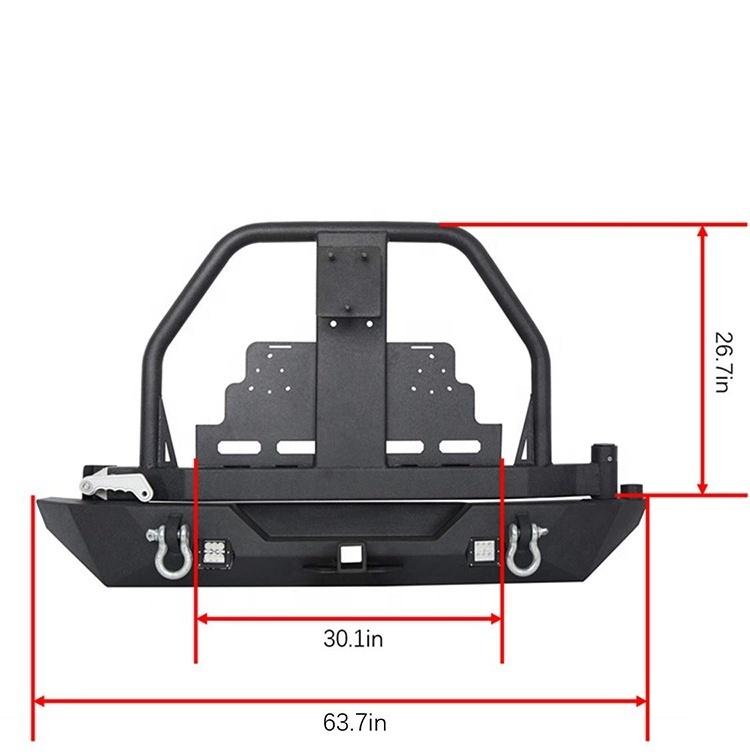 Heavy Duty Rear Bumper With Spare Tire Carrier & Oil Drum Carrier for Jeep Wrangler JK