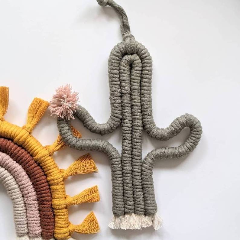 Cheapest Macrame Cactus Car Charm wall hanging nursery decor, fiber art baby gift, Baby Room Decor Manufacturer