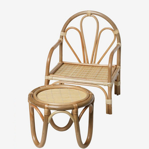 Hot Sale Wicker Vintage Chair Rattan Chair Table for Doll Retro Boho Child Toy Vietnam Manufacturer Cheap Wholesale