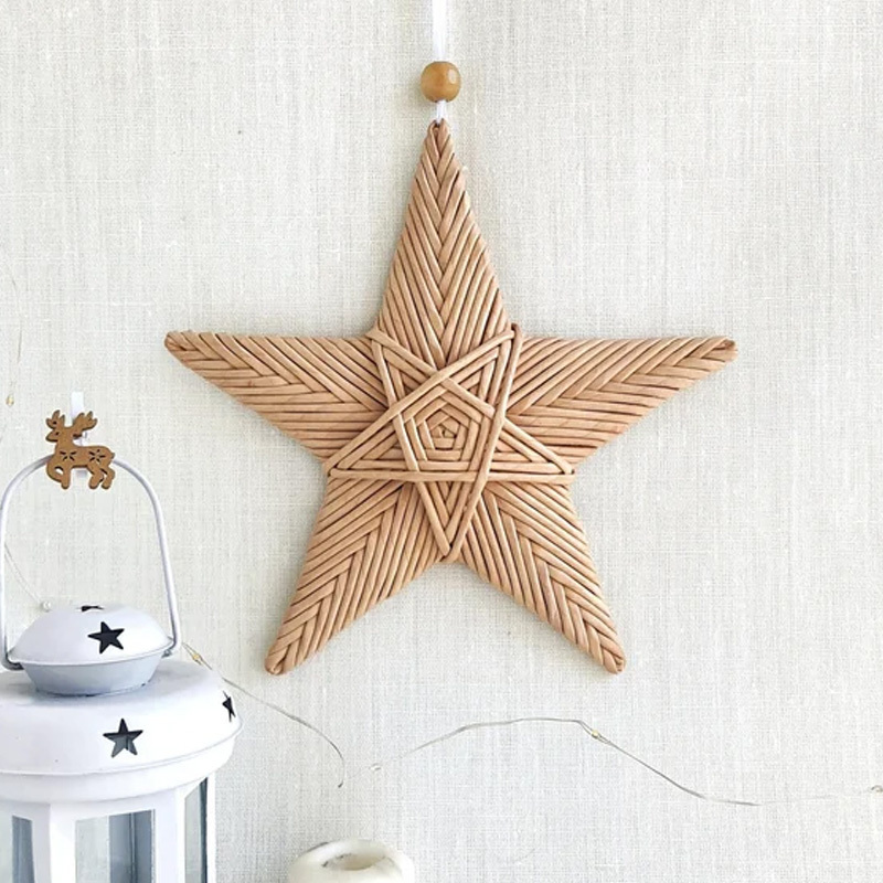 Hot Selling Christmas star Wall decor boho nursery Wicker wall art decoration for Living Room Decor Vietnam Supplier