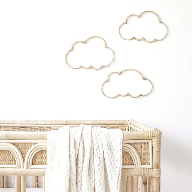 Decorative Woven Skye Rattan Cloud Wall Decals WIcker Wall decoration Wholesale Vietnam Supplier