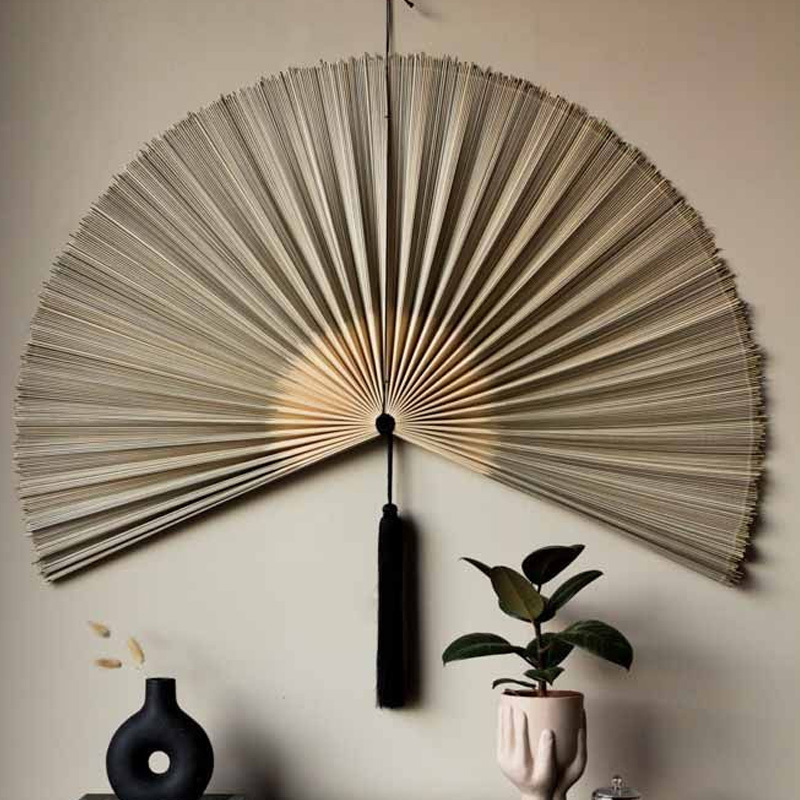 Hot Selling Bamboo Fan Wall Hanging With Black Tassels Cheap Wholesale made in Vietnam