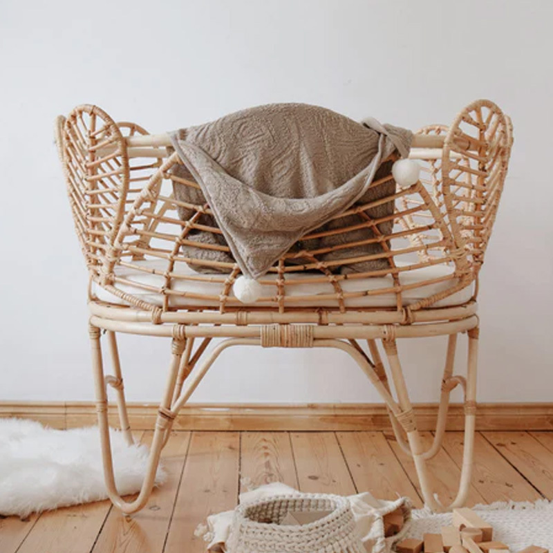 Unique Flower Shaped rattan cot Kid's Bassinet, Crib For Baby Wicker Nursery Furniture Wholesale Vietnam Supplier