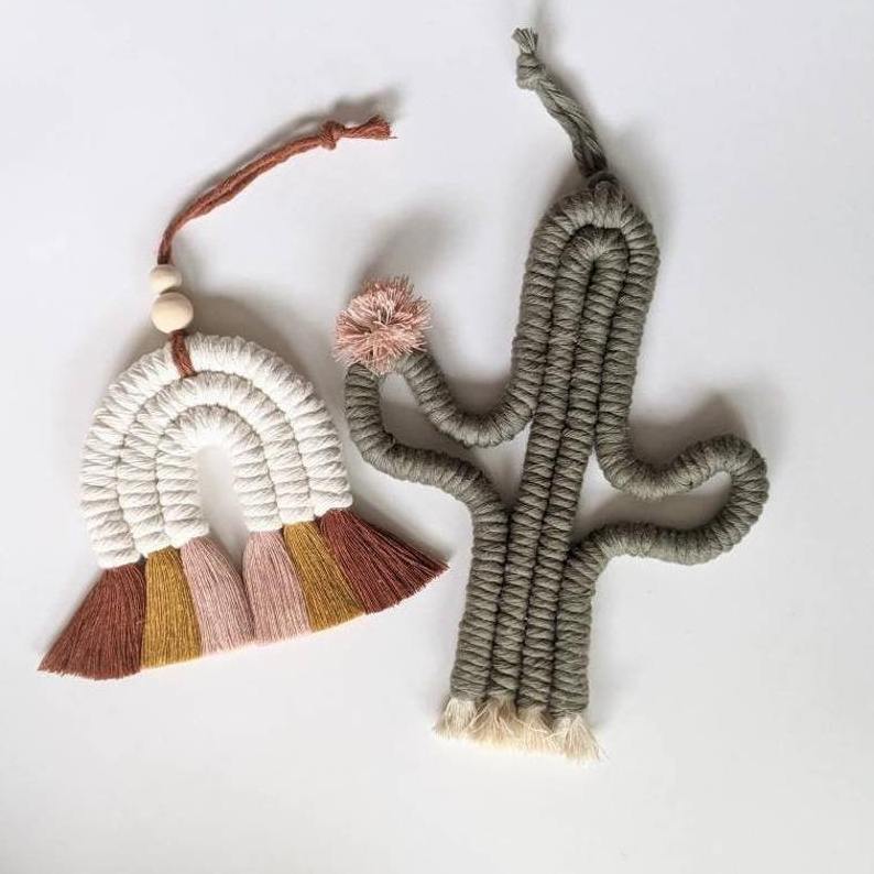 Cheapest Macrame Cactus Car Charm wall hanging nursery decor, fiber art baby gift, Baby Room Decor Manufacturer