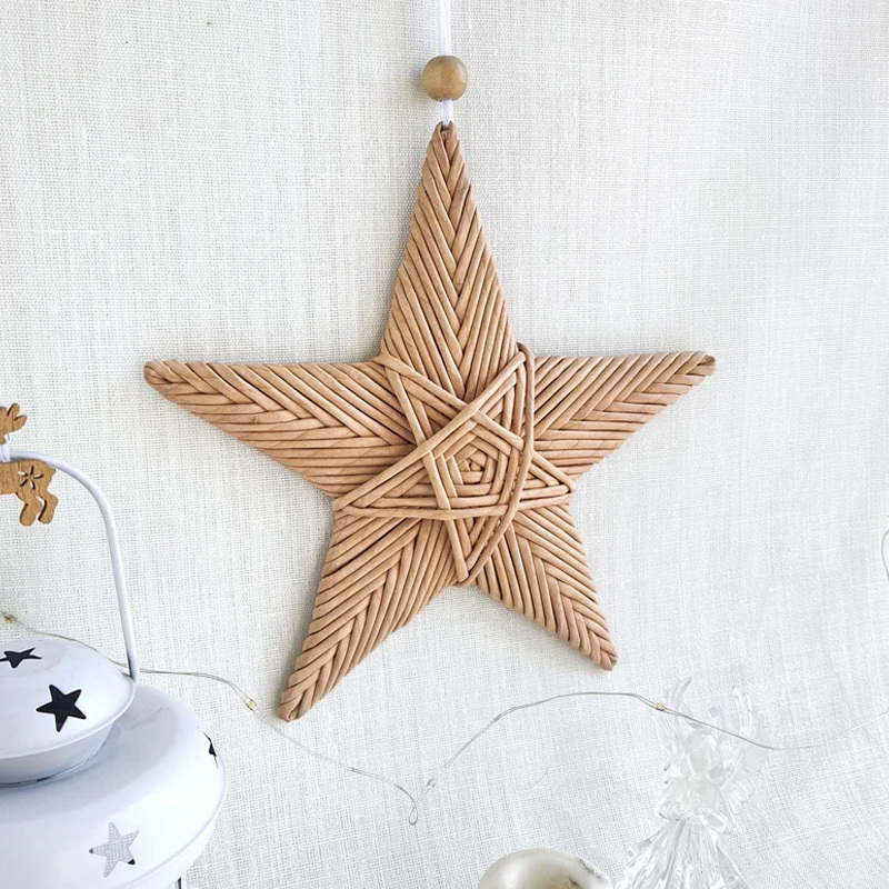 Hot Selling Christmas star Wall decor boho nursery Wicker wall art decoration for Living Room Decor Vietnam Supplier