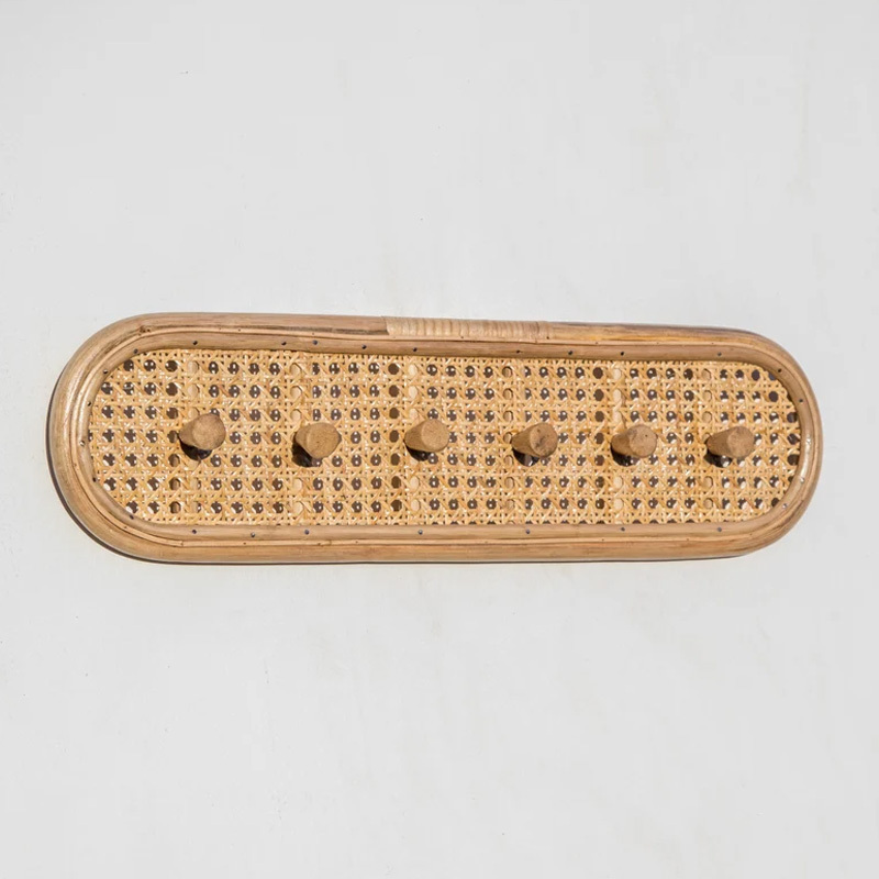 Best Seller Rattan Coat Rack, Wicker Wall Peg Rack, Bamboo Wall Hook Rack Boho Nursery Decor Vietnam Supplier