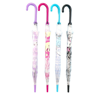 Frosted transparent umbrella Children's cartoon student Umbrella Sanrio Kuromi long handle automatic transparent umbrella