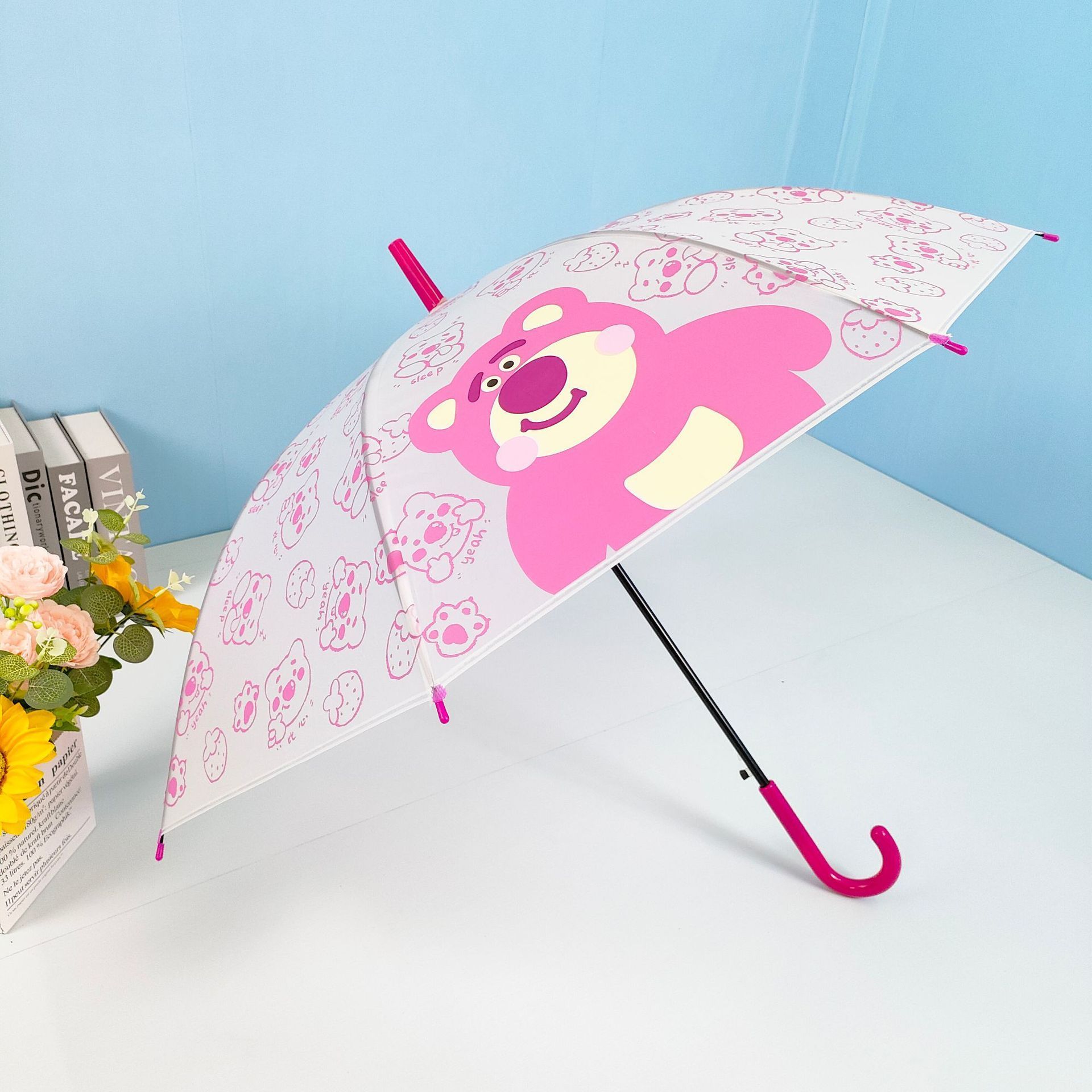 Frosted transparent umbrella Children's cartoon student Umbrella Sanrio Kuromi long handle automatic transparent umbrella