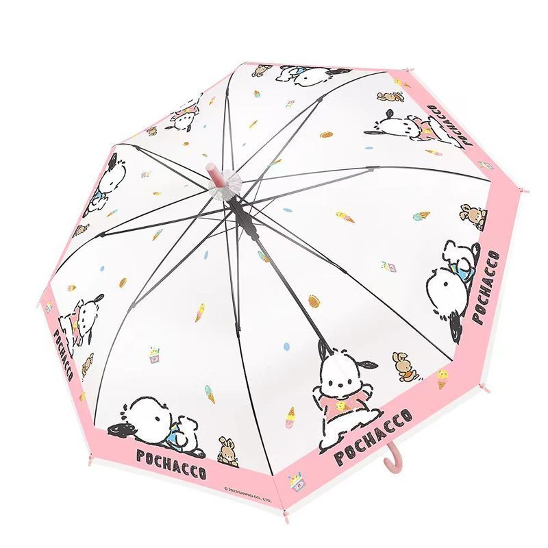 Sanrio cute Pacha dog transparent umbrella long handle automatic umbrella cartoon high appearance level Internet  Melody