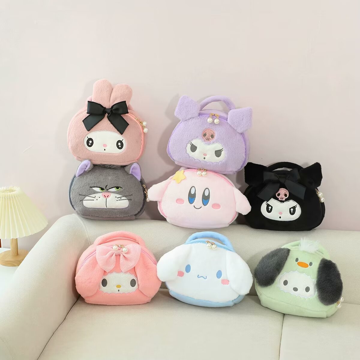 Makeup Storage Cute Cartoon Embroidered Plush Ins Bag Student Pencil Case Storage