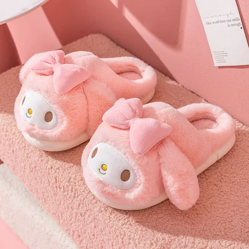 Wholesale Wholesale Sanrio My Melody Cartoon Cotton Slippers Plush Home Slider Slip Flops Warm Home Indoor Slipper