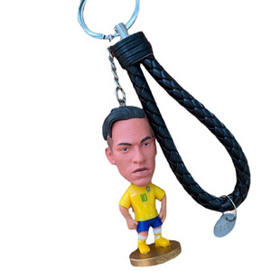 Soccer star Figurine Messi Mbappe Ronaldo Neymar pendant keychain