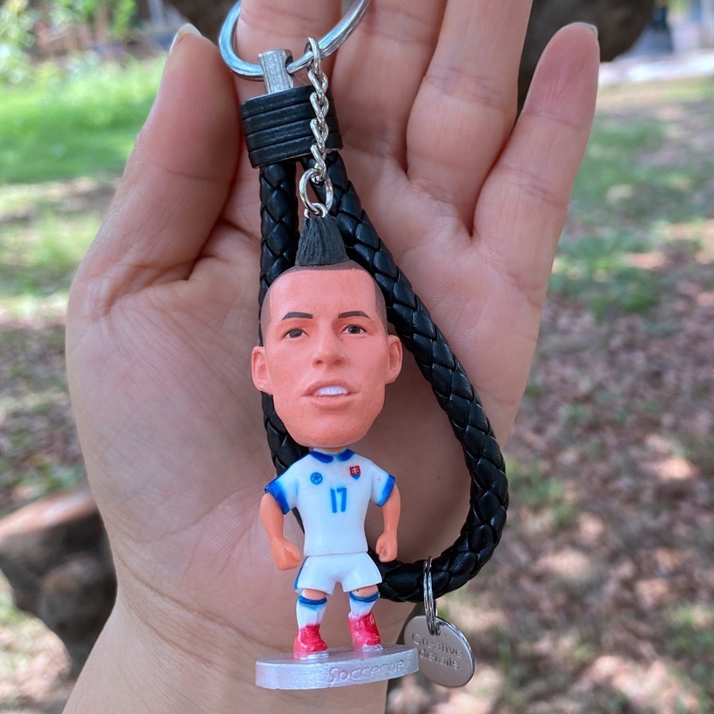 Soccer star Figurine Messi Mbappe Ronaldo Neymar pendant keychain