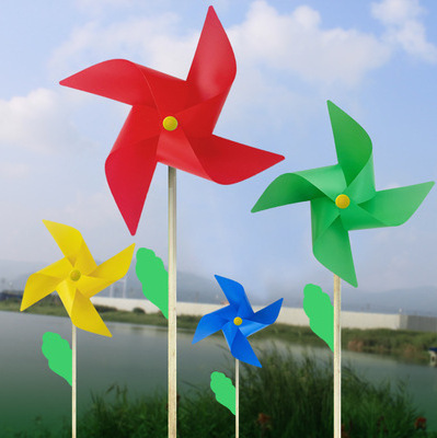 TY2975 custom rainbow Poly Petal plastic garden pinwheel windmill for holiday