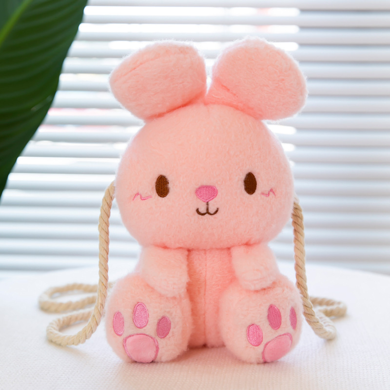 Kids School Bags Soft Toys Plush Backpack Bunny Shoulder Crossbody Bag Rabbit Plush Doll Bunny Plush Backpack