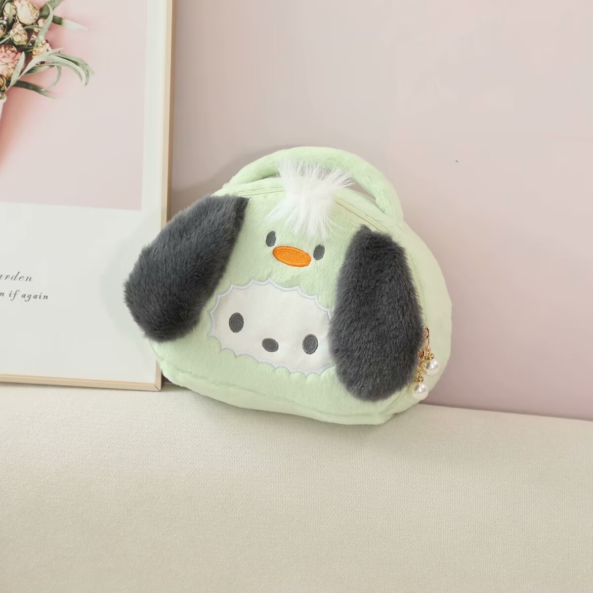 Makeup Storage Cute Cartoon Embroidered Plush Ins Bag Student Pencil Case Storage