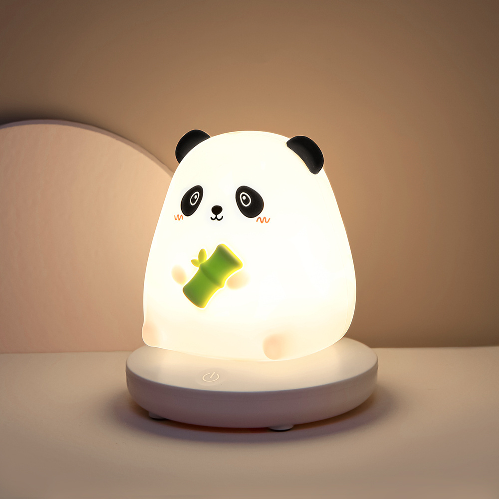 Cute Sleeping Night Lamp with Touch Control Cartoon USB Rechargeable Silicone Night Light for Baby And Kids