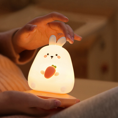 USB Charge Silicone Touch Sensor Eye Protection LED Cute Bunny Animal Cartoon Children Table lamp Toy Lights Night Lights