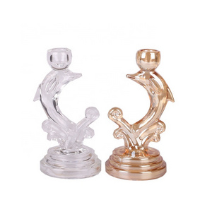 Creative dolphin design votive glass candle holders wholesale home decor desktop clear amber candles jar