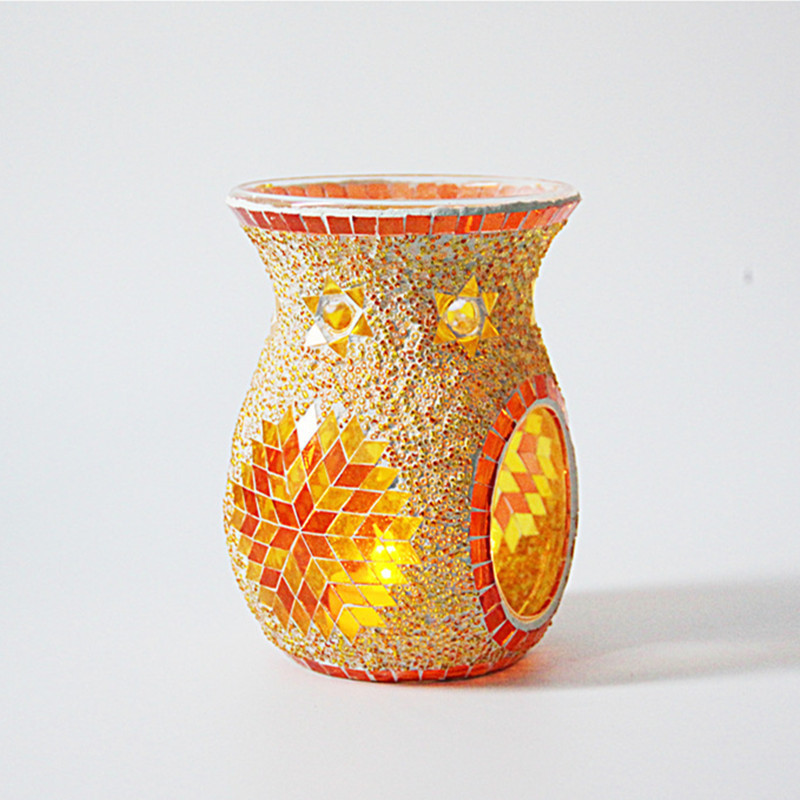 Glass colored aromatherapy stove candle holder sunflower stained glass mosaic oil candle holder