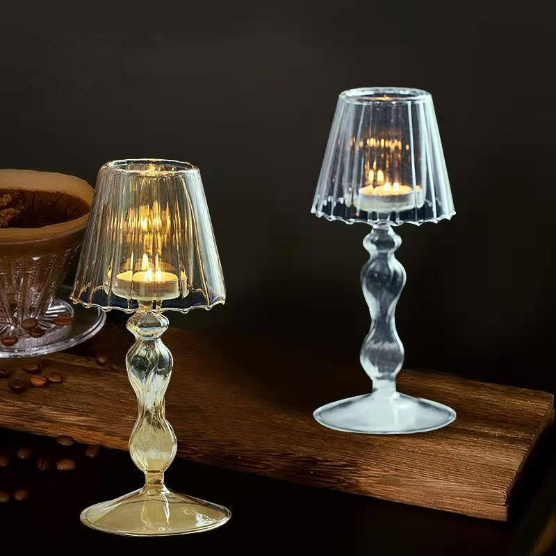 European table lamp glass candlestick colored glass votive candle holder for table wedding centerpieces