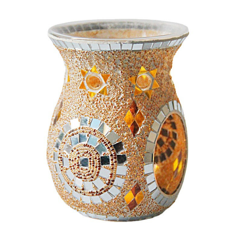 Glass colored aromatherapy stove candle holder sunflower stained glass mosaic oil candle holder