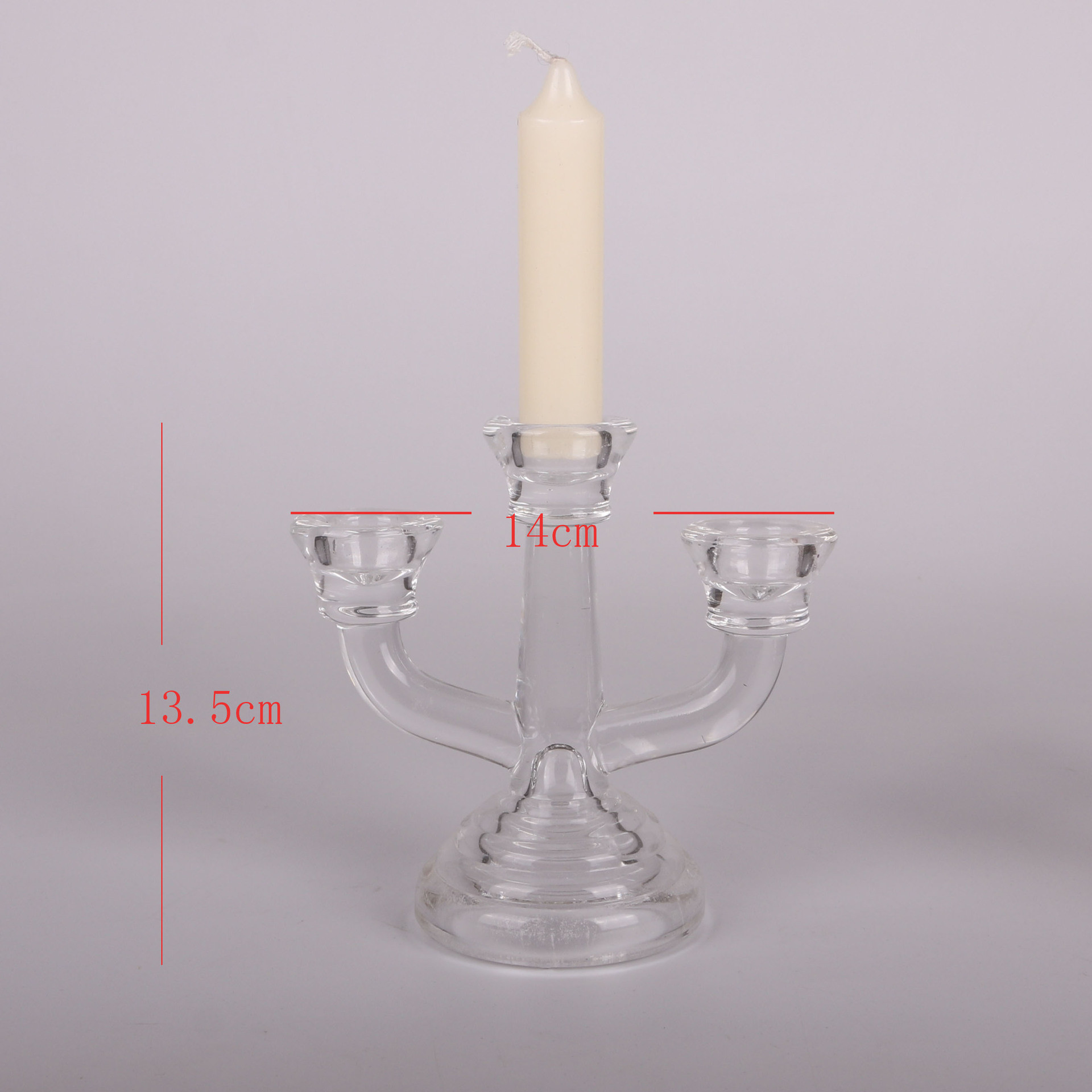 Supplier of 3 arms glass candle holder decorative votive clear amber glass candle container for candle making