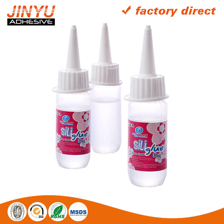 Jinyu factory direct selling high quality clear All Purpose 30ml Silicone liquid glue for fabric