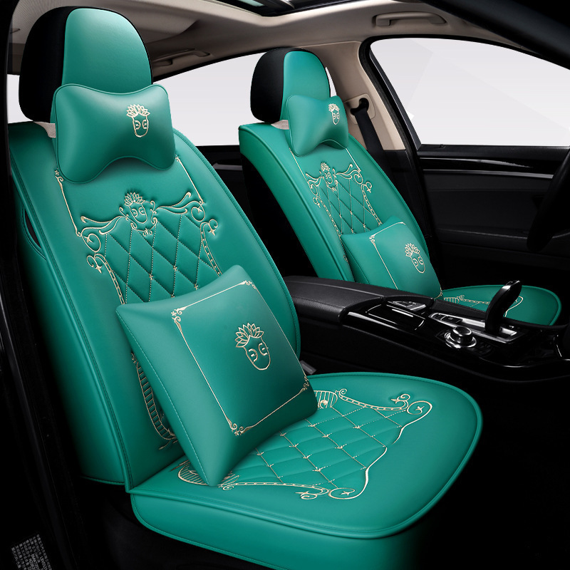 crown pattern universal auto car full seat covers leather car seat protector