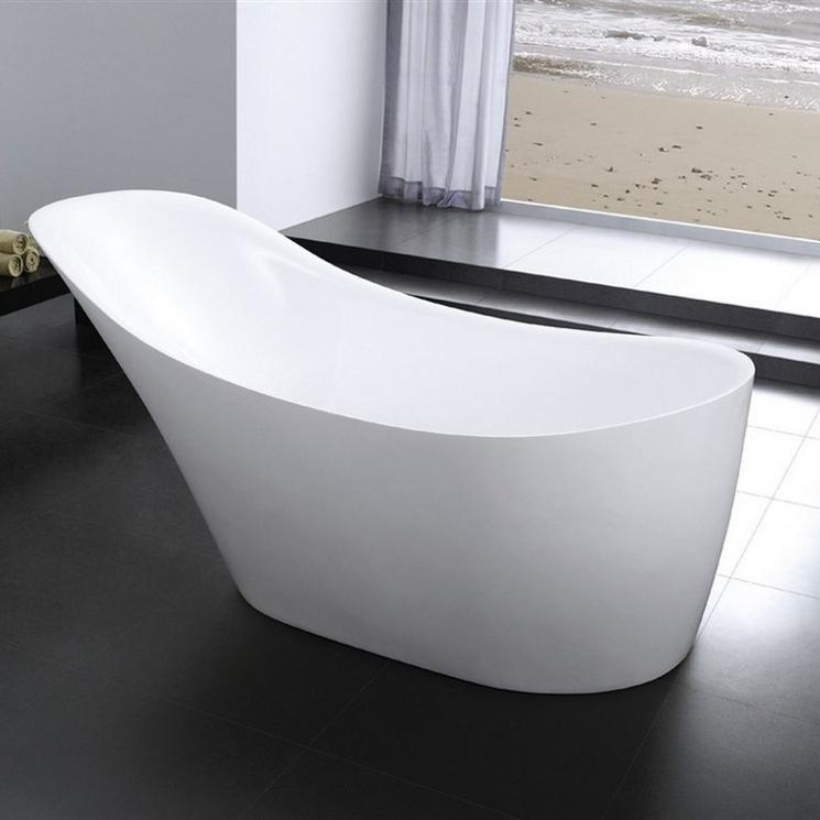 Aifol 63 Inch Modern deep Soaking Freestanding Acrylic bathroom Shoe clear fiber glass Bath Tub for adults