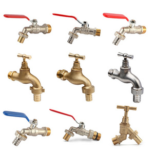 High Quality Garden Water Faucet Tap Full Size 1/2-1" Bib Tap Nozzles Brass Hose Bibcock With Steel Lever Handle