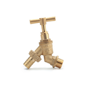 Garden Faucets Brass Water Hose Union Bib Tap 1/2" To 3/4" Forging Brass Hose Bibcock Without Plating Garden Water Pipe Fitting