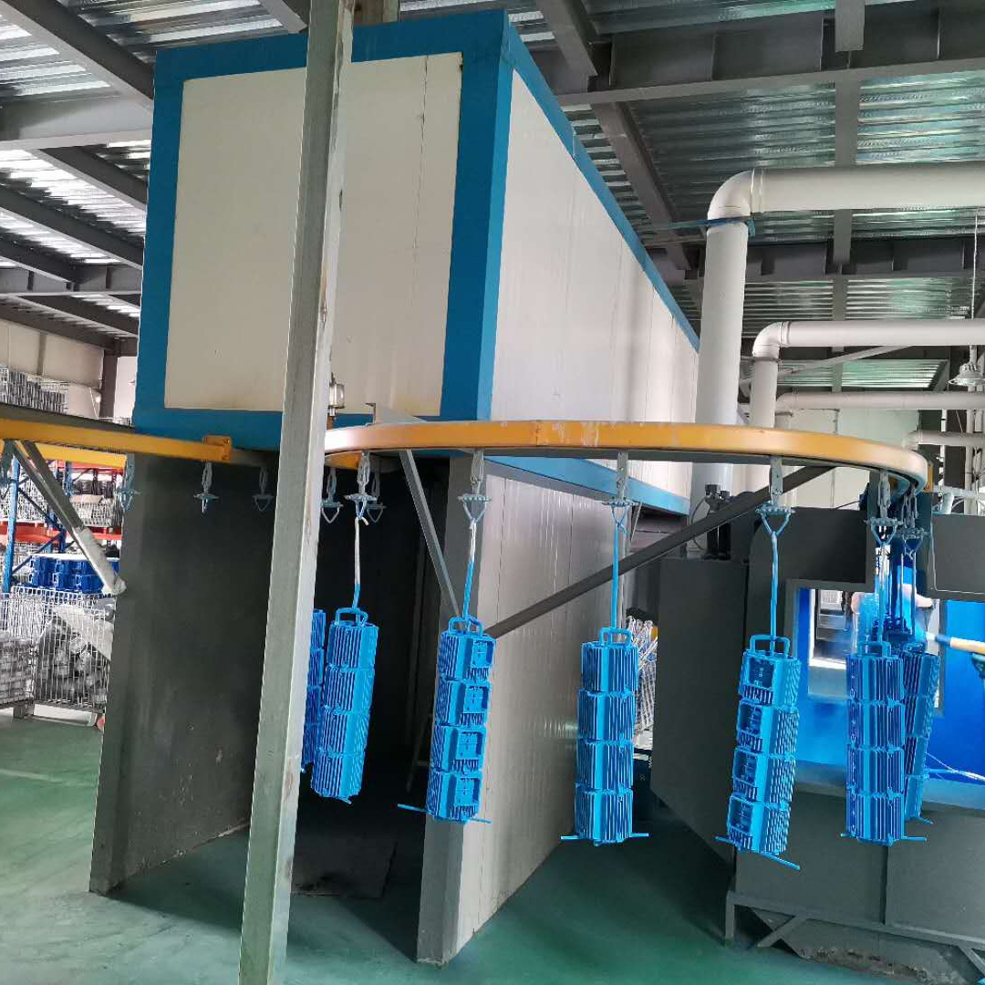 Ailin Manual Powder Coating Production Line with Curing Oven and Spray Paint Booth for Cylinder Overhead Conveyor