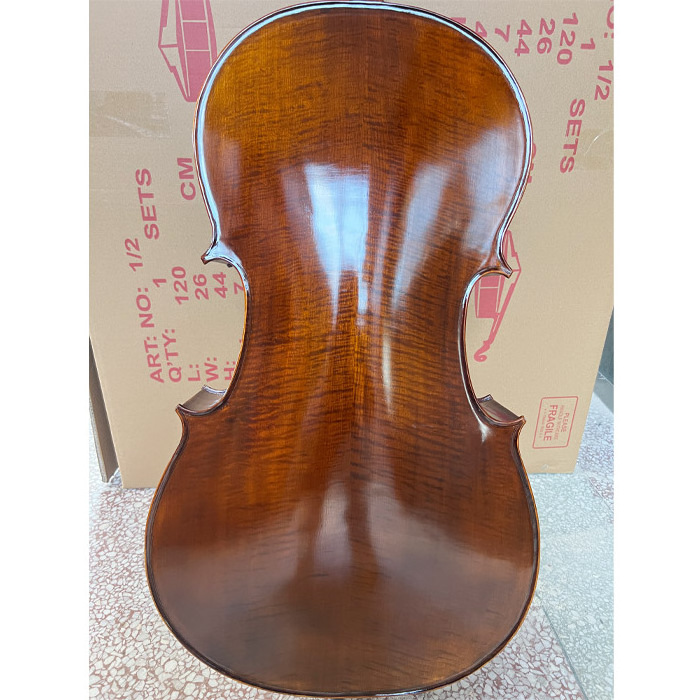 100% Handmade Professional Cello solid Wood Flame maple satin antique Cello  With Bow and Cello Bag